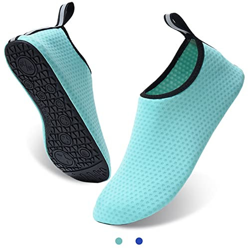 RICHDMI Strand Schuhe, Männer Frauen Strandschuhe, Schwimmschuhe Wassersportschuh, Schnell Trocknend rutschfest Barfußschuhe Grün 44-45
