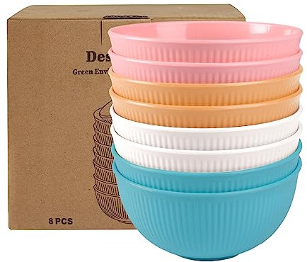 Ant Warrior Cuencos plastico, Juego de 8 Bol ensalada, Cuenco camping de pp saludable, sin BPA, 24 OZ, Ensaladera Cocina plastico reutilizable, para niños y adultos