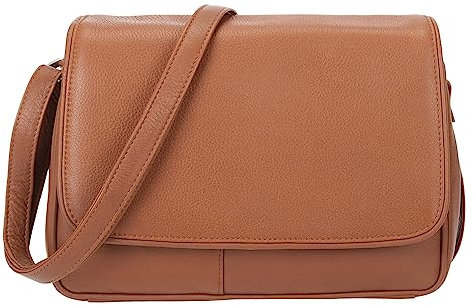 Handtasche Damen Leder mittel klein Lederhandtasche Schultertasche Frauen Damentasche Echtleder weich Alessandro Florenz 12975 Auswahl + Schlüsselmäppchen (Brown Café Latte (hellbraun))