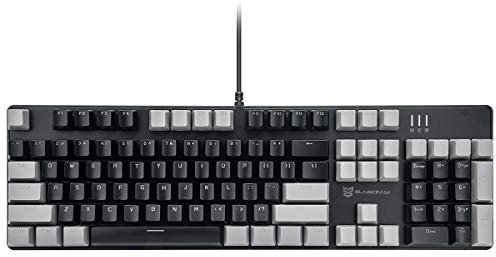 Qisan Mechanische Gaming-Tastatur, kabelgebundene Tastatur Led Hintergrundbeleuchtung Grau und Schwarz 104Tasten Amerikanisches Layout Gaming-Tastatur mit Abnehmbarer,Braun Schalter