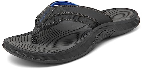 ChayChax Infradito Uomo Sandali Sportivi Ortopediche per Arco Scarpe da Spiaggia e Piscina Antiscivolo Ciabatte,Grigio Scuro-Blu,43 EU