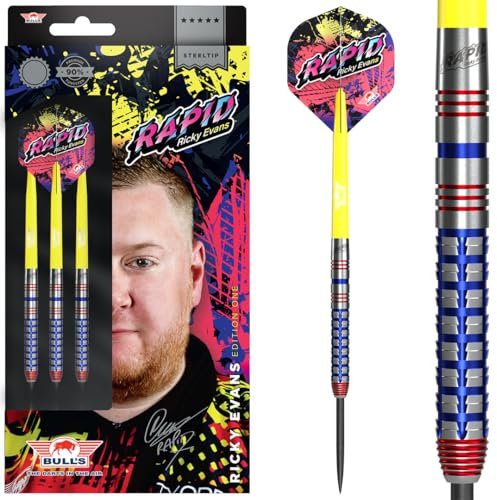 BULL'S Ricky Evans Steel Darts | 90% Tungsten 20g Steeltip Darts | Professionelle Dartpfeile für jeden Spieler