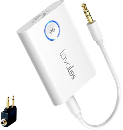 Lavales ML301 Transmetteur Récepteurr Bluetooth 5.3 pour TV, Adaptateur Bluetooth 2 en 1 avec AUX Jack 3,5 mm, AptX HD/AptX LL Faible Avion, Gym, Casque, Home Cinema