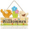 ANHUIB Willkommensschild Haustür,Türschild Willkommen,Ostern Deko für Haustür Frühling,Türschild Schild aus Holz für Frühling,Türschild Willkommen Schild Vintage Zuhause,Vogel und Blume Haustürschild