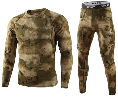 KONG JIMFAN Herren Thermounterwäsche Set Essbare Unterwäsche Thermo Overall Skiunterwäsche Herren Thermounterwäsche Herren XXXL Lange Unterhosen Herren Baumwolle Fahrradhosen(Light Brown,L)