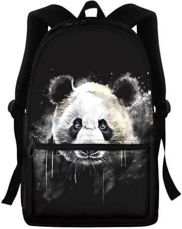 Belidome Kinder-Schulrucksack mit Vordertasche, Schultertasche, Büchertasche, Rucksack für Jungen, Panda-3, Einheitsgröße