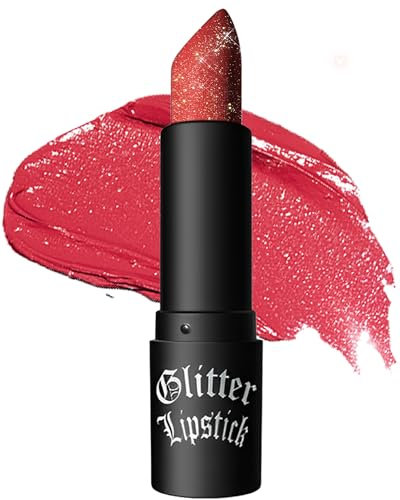 Glitzer-Lippenstift, Wasserdichter Lang anhaltender Lipgloss, Diamond Metallic Funkelnder Matt Lippenstift, Matte Glitter Lipstick Lip Gloss für Frauen Lippen Make-up,Geschenk zum Frauentag -03 Rot