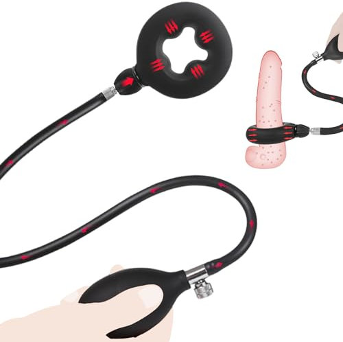 AMZII Aufblasbar Penisring Cockring mit Pumpe,Cockringe Extrem Silikon Penisringe,Einstellbar Hodenringe Penis Ring,Sexspielzeug für Paare Extrem Sex,Sex Spielzeug für Männer Langwährende Erektion (A)