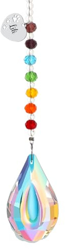 free-space Rainbow Bridge Pets - Atrapasueños de luz de Cristal Personalizado, Recuerdo de Gato/Perro, Regalo de condolencia por pérdida de Mascota (Water Drop 2)