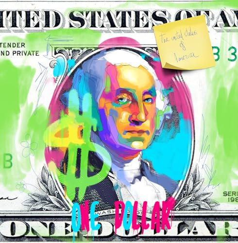 beties DIY Stoff Gemälde Dollar ca. 47x47 cm Zuschnitt Kunstdruck auf Gobelin Gewebe POP-Art für Dein Bastel-Projekt