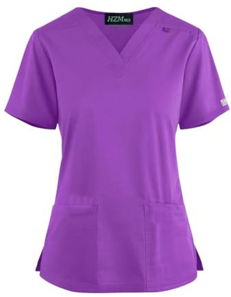 Damen Kasacks Pflege Schlupfkasack Kurzarm Kasack Berufskleidung T Shirt V Ausschnitt mit Taschen Krankenpflege Altenpflege Medizinische Pflegekasack OP-Kasack Hosen-Kasack Schlupf-Kasack