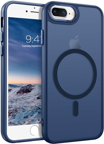 Telaso Magnetic for iPhone 8 Plus Case/iPhone 7 Plus Case Compatible with Magsafe Translucent Matte Slim Anti-Scratch Military Grade Protective Phone Case for iPhone 8 Plus/iPhone 7 Plus, Navy Blue