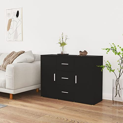 Homgoday Anrichte Küche Sideboard Wohnzimmer Anrichte Küche Anrichte Wohnzimmer Anrichte und Anrichte Küche platzsparend Moderne Anrichte Schwarz 91 x 29,5 x 65 cm aus mehrschichtigem Holz, Möbel für
