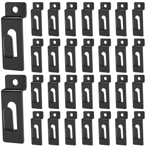 Waltool 30 Stück Slatwall Utility Notch Hooks, Lamellen Wand Bild Display Haken Aufhänger Panel Regal Stecktafel Slatwall Zubehör für Fotorahmen Malerei Kunst Hängen Home Office (Schwarz)