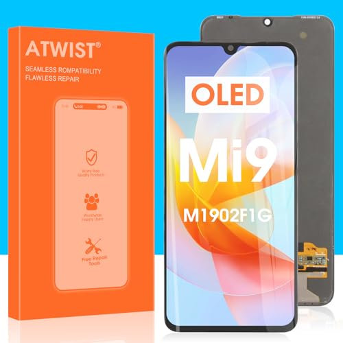 OLED Pantalla para Xiaomi Mi 9 LCD Dispaly, para Xiaomi Mi 9 Pantalla Táctil Digitizer Glass Reemplazo Replacement Assemly M1902F1G