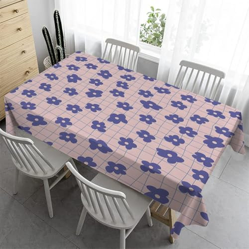 Syhi Qlty Nappe Carrée 90x90 cm - Fleur Bleu Nappe Pique Nique Nappe Exterieur Impermeable Anti Tache en Polyester Imprimée Nappes pour Table de Jardin Table Basse Salon - Nappe à Carreaux RoseA&145