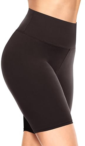TNNZEET Radlerhose Damen Hohe Taille Kurze Sporthose Leggings Blickdicht Sommer Shorts Yoga Hose für Gym Sport (Kaffee,S-M)