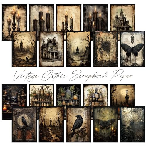 URROMA 100 Stück Vintage-Scrapbook-Zubehör-Set, Gothic-Stil, Scrapbook-Papier-Sets, DIY, ästhetische Collage, Dekoration für Bilderrahmen, Album, Notizbuch, Tagebuch