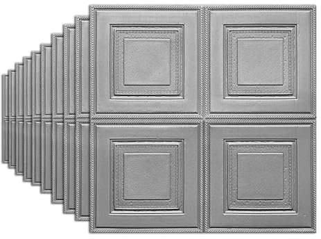 Snewvie Grey 20 PCS 3D Wood Wall Panels Peel and Stick Brick Wallpaper Removable Wallpaper 70X70cm 3D Tile Wood Panels Wall Sticker Self-Adhesive Waterproof PE Foam