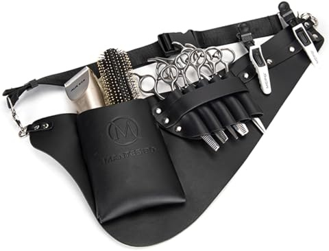 Niaoszhex Borsa da cintura per parrucchieri, custodia per forbici, kit di strumenti per parrucchieri con cintura regolabile per pettini, rasoi, tagliacapelli, clip (LQ-YB-191 nero)