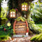 MplehDa Fairy Door Cabin Set of 4 Miniature Fairy Garden Outdoor Statues Window Door Fairies Gnomes Decor Garden Sculpture Statues Figurines Glow In The Dark House