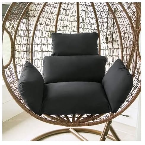 WEKONUMEX Schaukelstuhl Kissen Hängematte Korb Kissen, Outdoor Strand Stuhl Pad Hängen Ei Korb Schaukel Kissen Garten Rattan Korb Terrasse(Black)