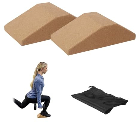 1 paire Planches en liège D'étirement Mollets,Cales De Squat Bloc,Rampe de Squat antidérapante,étireur de mollet en liège,Avec sac de rangement,adapté aux squats,à l'haltérophilie,aux étirements,etc.