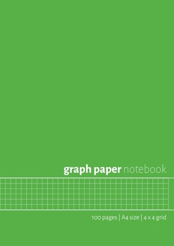 A4 Graph Notebook: 4x4 Grid Paper| Large Graph Paper Notebook| 100 Pages | Apple Green Cover: Ideal for Students, Teachers, Architects, Designers & ... Geometry, Graphing, Technical Drawing & Notes