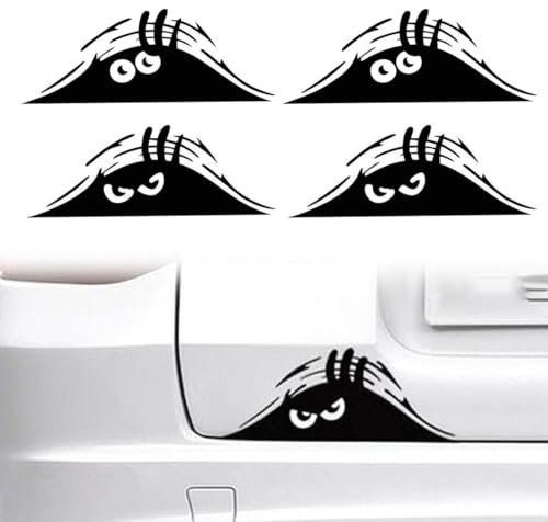 4 Pezzi Decalcomania 3D Divertente, Mostro Sbirciante Occhi Spaventosi Adesivo per Auto, Impermeabile