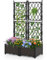 RELAX4LIFE Fioriera con Grigliato da Giardino, Vaso per Piante Rampicanti da Patio con Fori Inferiori & Sistema di Autoirrigazione, Doppia Cassa di Piantagione per Viti per Terrazza, Nero