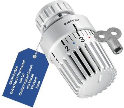 BADfabrik24 Thermostat Uni LD mit Entlüftungsschlüssel aus Metall 5 mm Vierkant – 1 Stück Heizkörper Thermostatkopf,Thermostatkopf, Thermostatkopf LD, Thermostat für Heizkörper