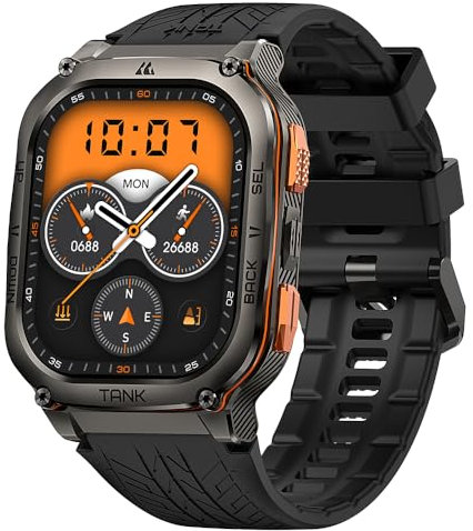 KOSPET Tank M3 Ultra Reloj Inteligente Hombre GPS, Pantalla de 1,96 AMOLED Acero Inoxidable Smartwatch, 480mAh Larga Batería Resistente Smartwatch Hombre con Altitude&Llamadas Bluetooth, Android/iOS