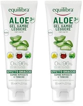 equilibra Corpo, Aloe Gambe Leggere Gel, Gel Fresco a Base di Aloe Vera e Aloe 3+, Effetto Ghiaccio, Favorisce Circolazione Gambe Con Stress del Microcircolo, Dona Sollievo e Benessere, 125 ml