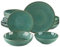 ZYAYNG Vajillas De CeráMica Juego de vajilla de cerámica con Relieve Verde de 16, 32 y 48 Piezas con Plato de Cena, Postre, tazón de Sopa y Servicio de Tazas for 4, 8 y 12 para Vajilla(32 PCS)