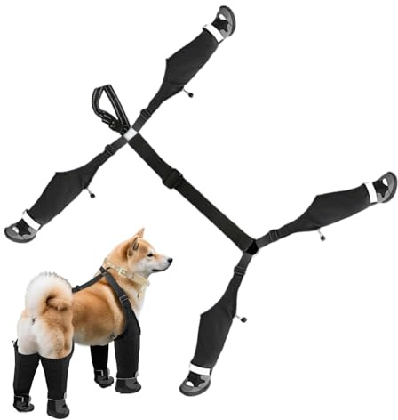Gihioue Hundeschuh Träger,wasserdichte Und Verstellbare Schuhe Für Hunde Mit Leggings,Hundeschuhe mit Hosenträgern für den Winter - für Outdoor-Aktivitäten, Spaziergänge und