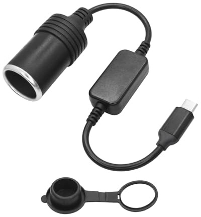 5V Type-C Male to 12V Car Cigarette Lighter Power Converter with Dust Cap | Widely Used in Automotive Equipment, Dashcam, GPS, Electronic Dog, Led Strip and Other Equipment with a Less Than 12W