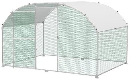 XMTECH Hühnerstall 2×3 m, Metall-Freilaufgehege mit PE-Dach für Garten | Verzinkter Stahlrahmen, abschließbare Tür, UV-Schutz, bogenförmige Konstruktion, für Hühner, Enten, Kaninchen, pflegeleicht