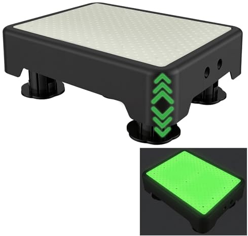 Gradino Antiscivolo 3 Altezze Regolabili 9,4-15 Cm, Gradino con Superficie Luminescente, 250 Kg Scaletta a Gradini con Rivestimento Antiscivolo per Anziani, Doccia, Auto, Interno ed Esterno – 42x32 Cm