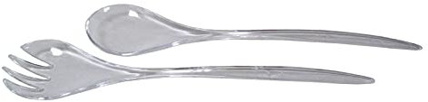 Salatbesteck 2-teilig glasklar, Kunststoff Länge ca. 27 cm, Besteck, Servierlöffel, Besteckset, Salatlöffel