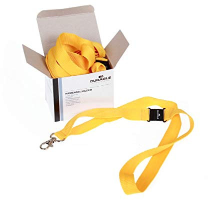 Durable Textilband (20 mm, mit Sicherheitsverschluss, 44 x 20 mm) Packung à 10 Stück, gelb, 813704