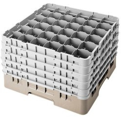 Cambro Voetglazenkorf m/5 opzetstukken 500x500 H 308mm max 257mm 36 comp. 36S958-184 Beige