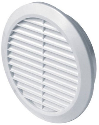 Circle Air Vent Grille Cover 100mm (4inch) Ducting White ABS Plastic