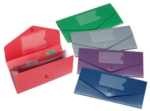 Snopake DL Fusion Travel Holder 3-Part – Fusion Assorted [Pack of 5] Ref: 15699,Blue/Green/Purple/Red,24.5 x 23.7 x 3.1