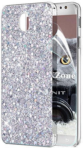 OKZone Funda Samsung Galaxy J7 2017, Cárcasa Brilla Glitter Brillante TPU Silicona Parachoque Teléfono Smartphone Móvil Case [Protección a Pantalla y Cámara] para Samsung Galaxy J7 2017 (Plata)