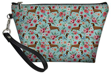 chaqlin Damen Kosmetiktasche für unterwegs, Dackel-Motiv, tragbar, Reise-Organizer, Künstler-Aufbewahrungstasche, für Make-up-Pinsel, Kosmetikartikel, Schmuck