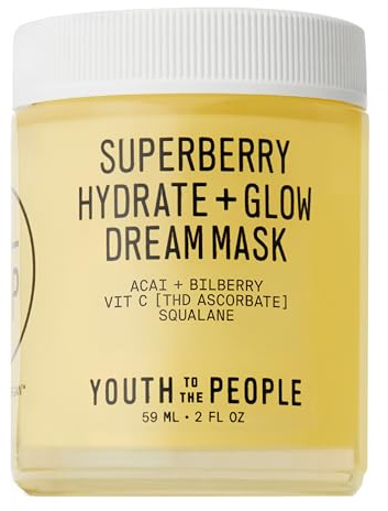 Youth To The People Superberry Hydrate + Glow Dream Mask, Återfuktande ansiktsmask för torr hud, Berikad med antioxidanter, maqui, vitamin C, squalan och hyaluronsyra, Ansiktsvård, 60 ml