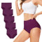 TUUHAW Unterhosen Damen Unterwäsche 5er Pack Slip Miederhose Baumwolle Hoher Taille Atmungsaktive LILA XL
