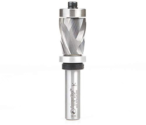 Amana Tool 57178 Solid Carbide (Brazed to Steel Shank) Spiral Flush Trim Compression 7/8 D x 1-1/8 CH x 1/2 Inch SHK w/Upper and Lower Ball Bearing Router Bit