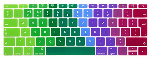 MMDW Silicone Keyboard Cover for MacBook Pro 13 Inch 2017 & 2016 Release A1708 No Touch Bar &for MacBook 12 Inch A1534 Protective Skin (EU Layout),Rainbow