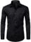 PARKLEES Men's Slim Fit Formal Long Sleeve Casual Business Party Dress Shirts with Chest Pocket Black XL